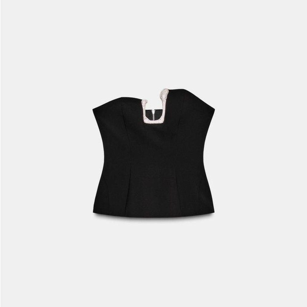 ZARA STRAPLESS TOP WITH RHINESTONES IN BLACK - Picture 15 of 17